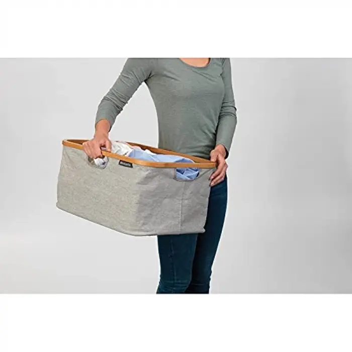 Çamaşır Sepeti, Bambu, 40 L, Gri