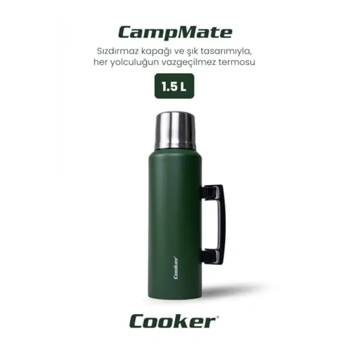 CampMate 1.5 L Paslanmaz Çelik Termos, Yeşil