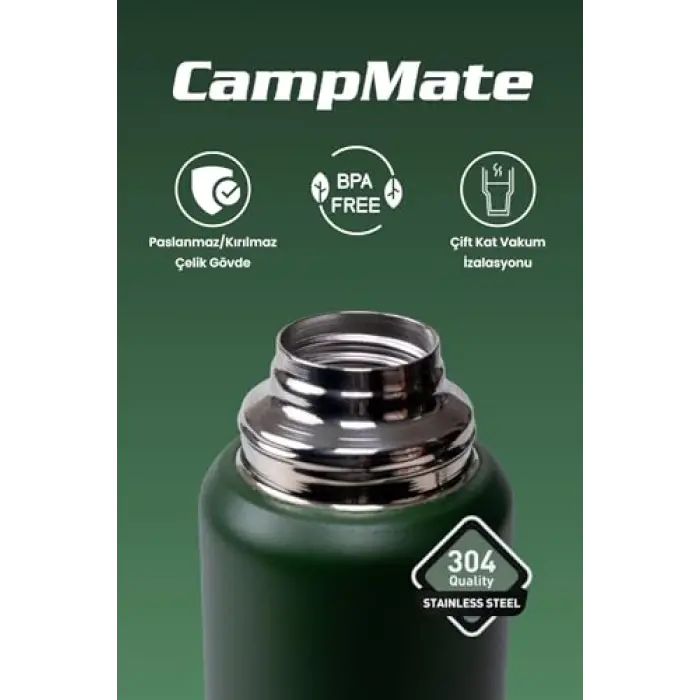 CampMate 1.5 L Paslanmaz Çelik Termos, Yeşil