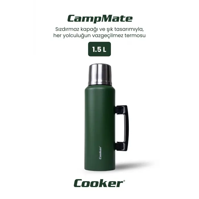 CampMate 1.5 L Paslanmaz Çelik Termos, Yeşil