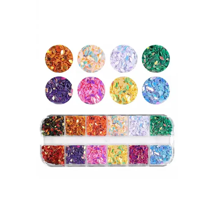 Canlı renklerde nail art tırnak süsleme pulları seti