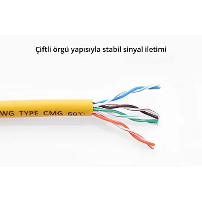 CAT5e Ethernet Kablosu, 1 Metre, Sarı