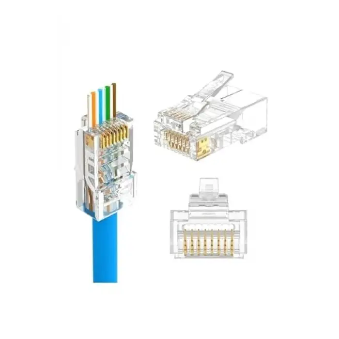 Cat6 RJ45 EZ Delikli Network Jack Konnektör, 50 Adet