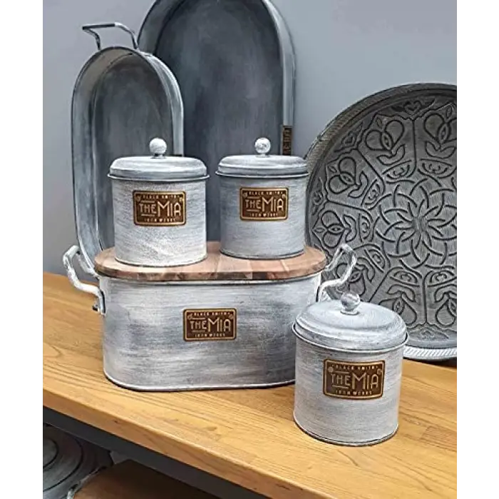 Çay Şeker Kahve Kavanozu 17 Cm - Stone