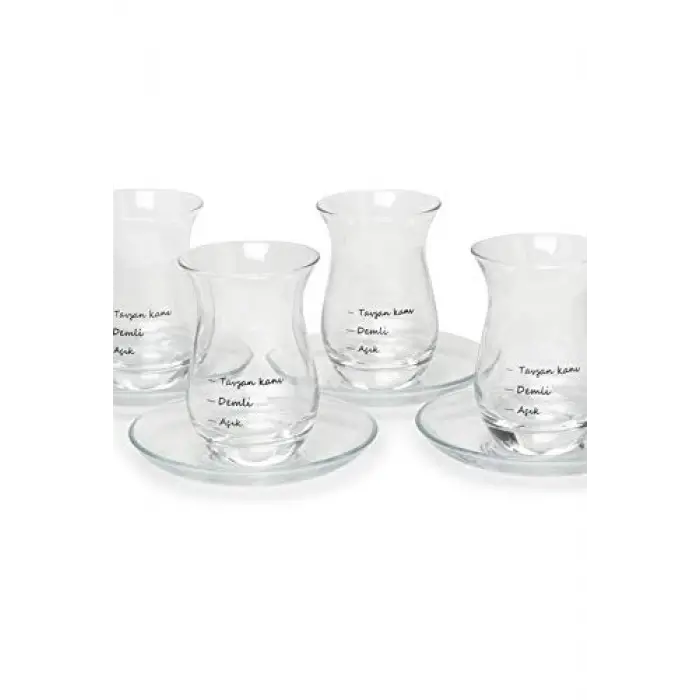 Çay Seti, 8 Parça: 4 Bardak ve 4 Tabak