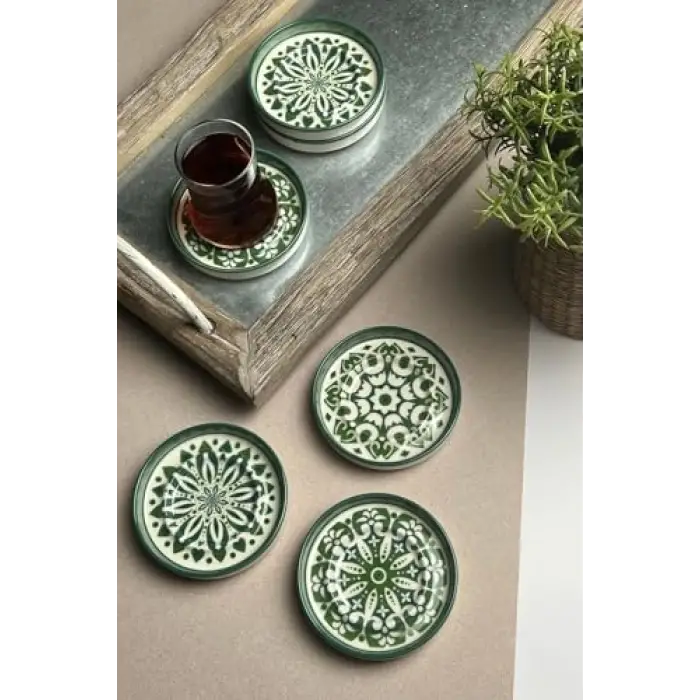 Çay Tabağı, Tabakevi Tabak Evi Stoneware Mozaik Green Sefa 6lı 10 Cm
