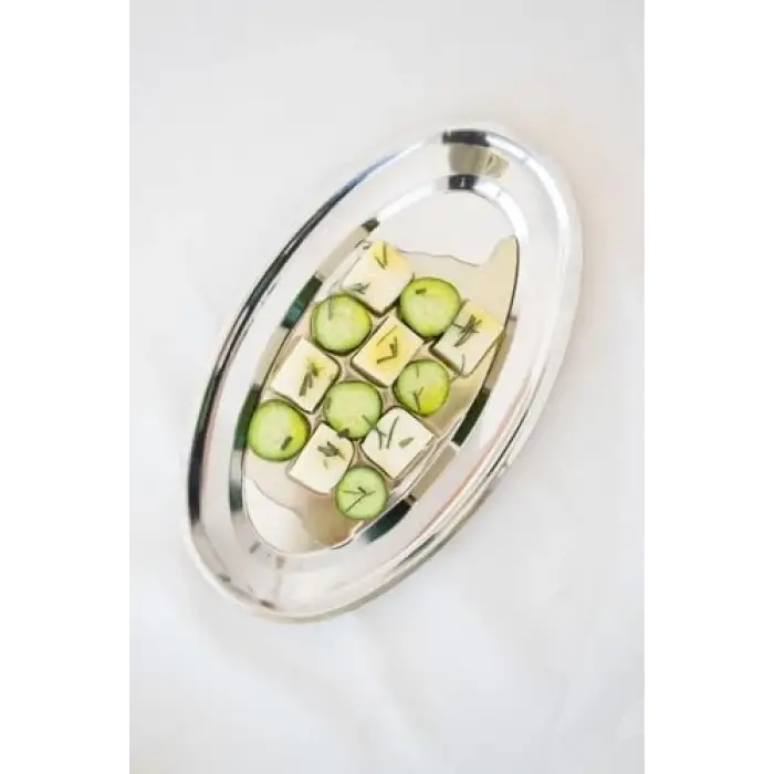 Çelik 33 cm Salata Servis/Sunum Tepsi Metal Tabak
