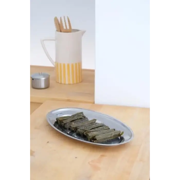 Çelik 33 cm Salata Servis/Sunum Tepsi Metal Tabak