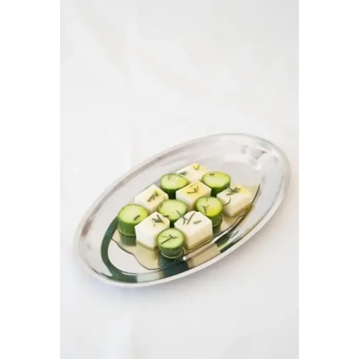 Çelik 33 cm Salata Servis/Sunum Tepsi Metal Tabak