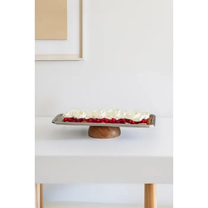 Çelik Ahşap Ayaklı 33 cm Servis/Sunum Tepsisi
