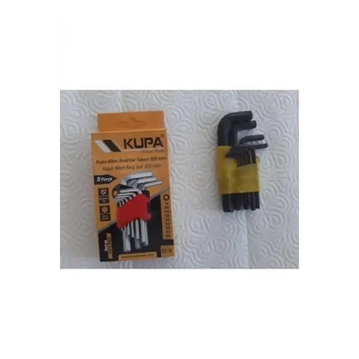 Çelik Alyan Anahtar Seti, Kısa 120 Mm, 9 Parça