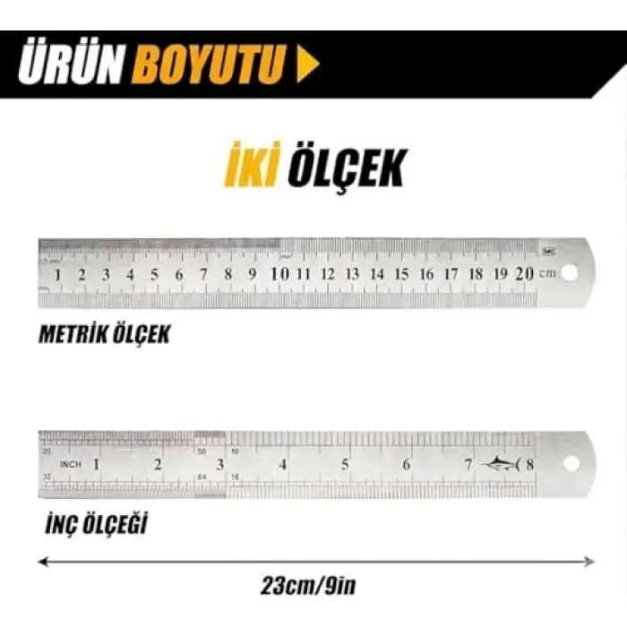 Çelik Cetvel (20 cm)