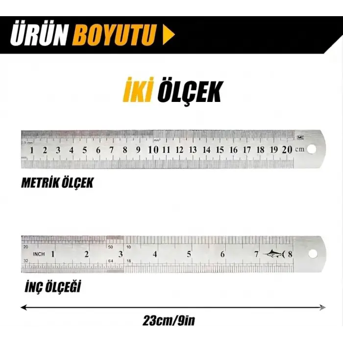 Çelik Cetvel (20 cm)