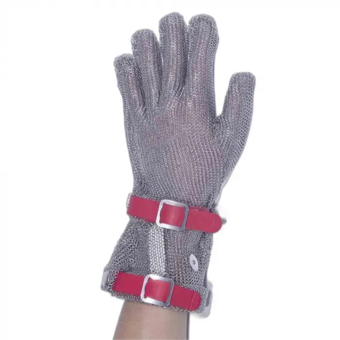 Çelik Eldiven Uzun 8 cm Kırmızı, M Beden, (EL-Uzr)