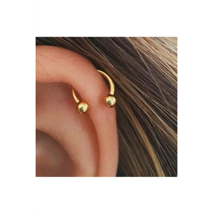 Çelik Gold Yarım Ay Piercing, altın kaplama