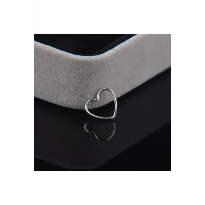 Çelik Kalp Figürlü Helix Daith Piercing, gümüş1