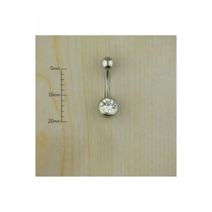Çelik Tek Taşlı Göbek Piercing, Grii