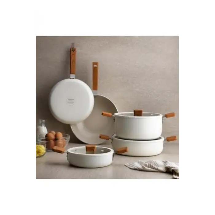 Ceramoni Seramik Basık Tencere 28 Cm-Krem