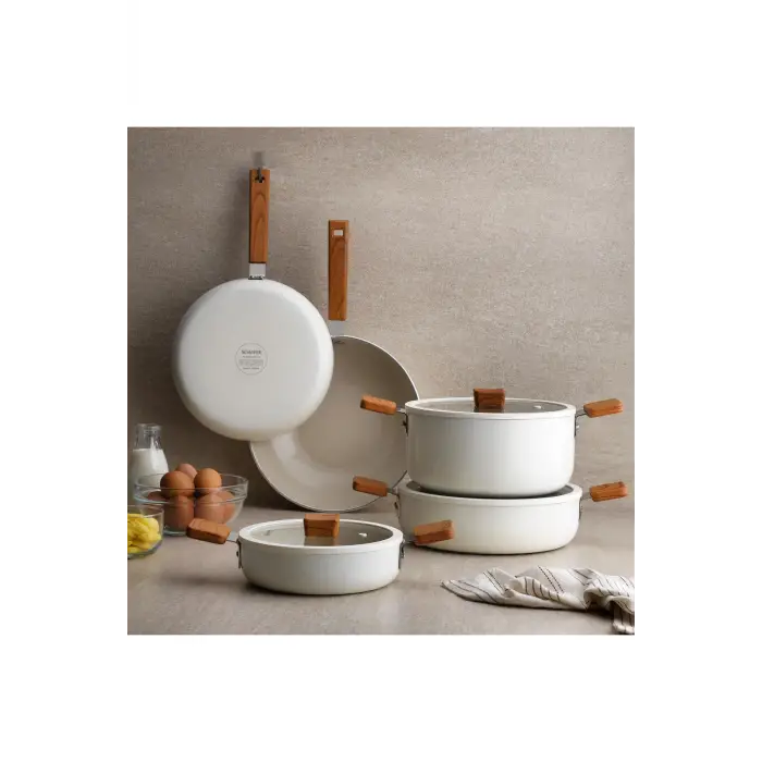 Ceramoni Seramik Basık Tencere 28 Cm-Krem
