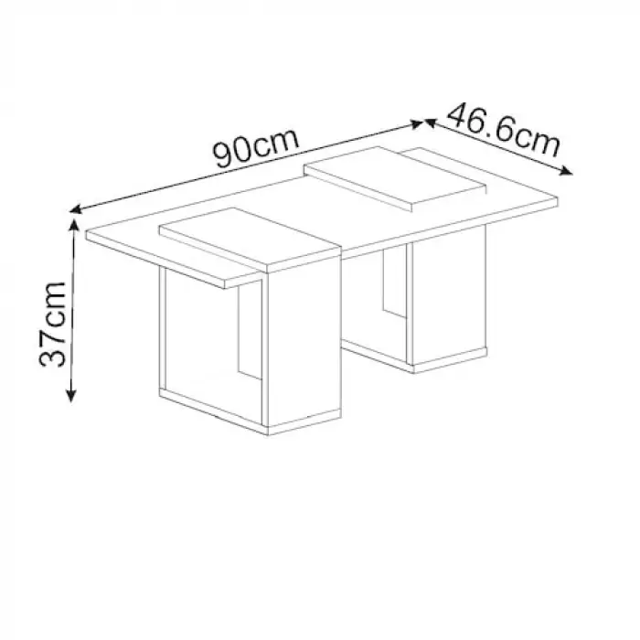 Ceviz ve Antrasit Geometrik Tasarımlı Orta Sehpa