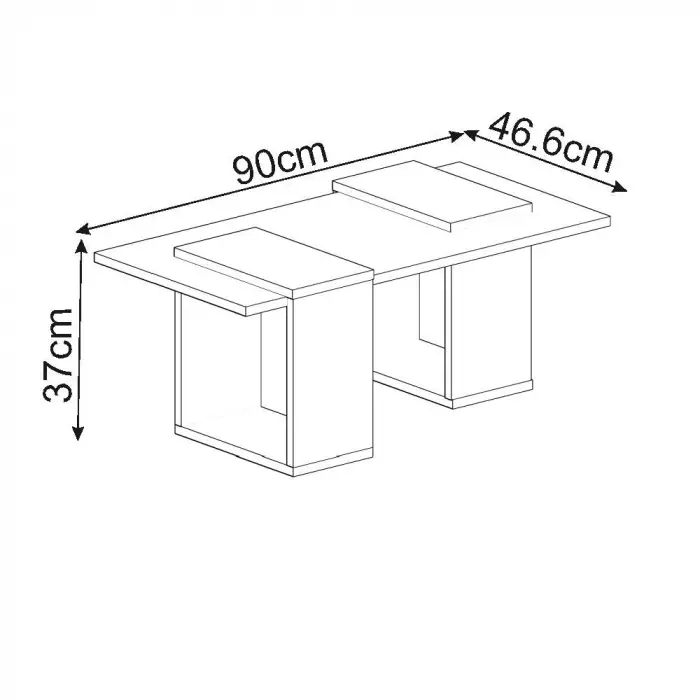 Ceviz ve Antrasit Geometrik Tasarımlı Orta Sehpa