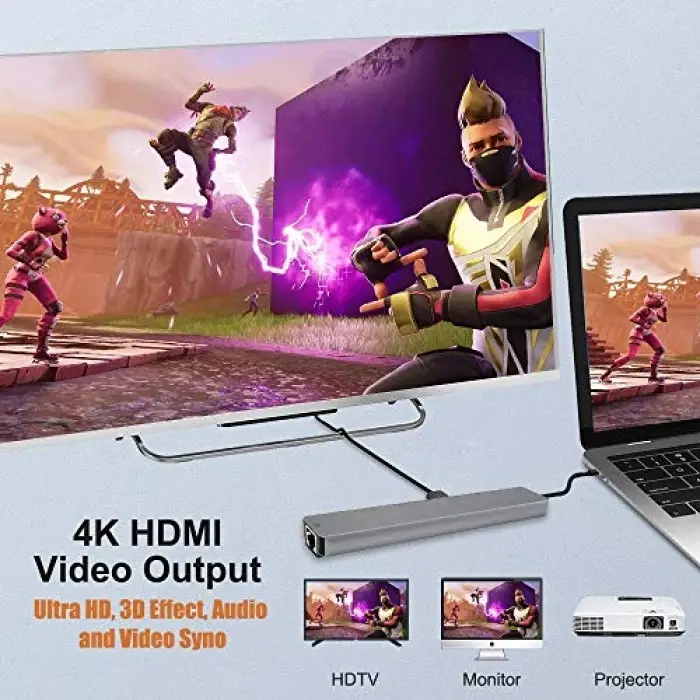 CF10 Macbook Uyumlu Type-C™ - 4K HDMI, 2* Type-C, 2* USB 3.0, Ethernet Lan, 2* SD 8IN1 Hub Adaptör