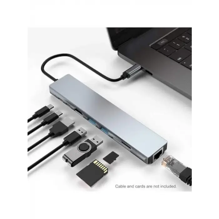 CF10 Macbook Uyumlu Type-C™ - 4K HDMI, 2* Type-C, 2* USB 3.0, Ethernet Lan, 2* SD 8IN1 Hub Adaptör