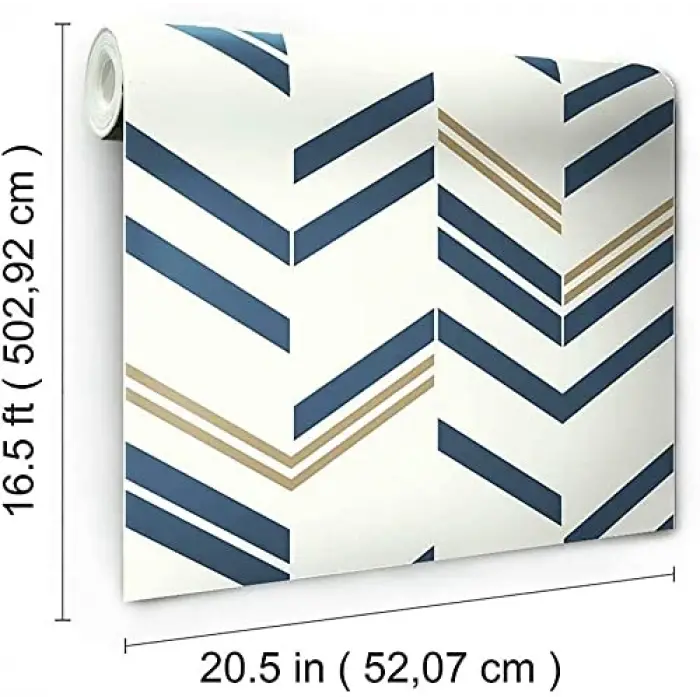 Chevron Blue Stripe Peel & Stick duvar kağıdı