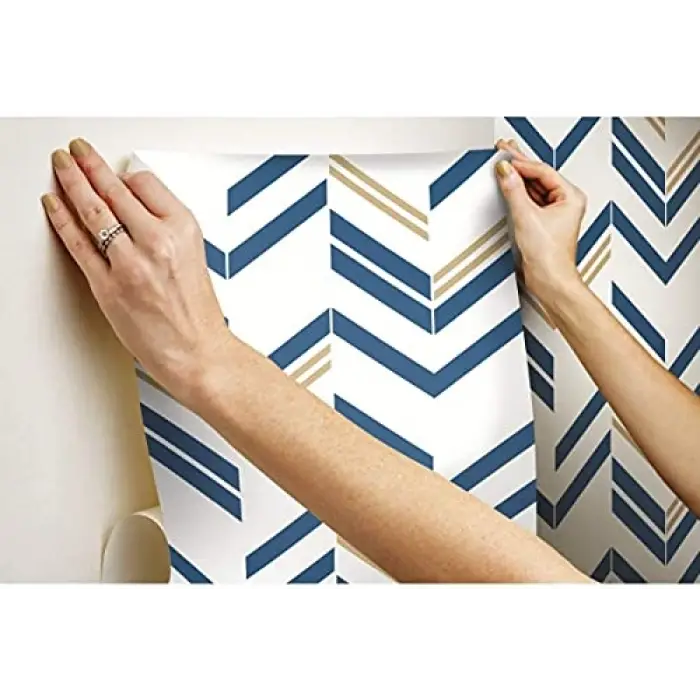 Chevron Blue Stripe Peel & Stick duvar kağıdı