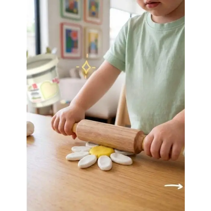 ChildGen Doğal Ahşap Merdane Pastel Yeşil