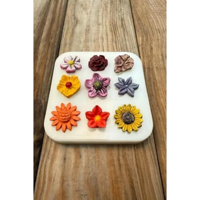 Çiçek Süsleme Set 2 Dokuzlu Silikon Mum Kalıbı
