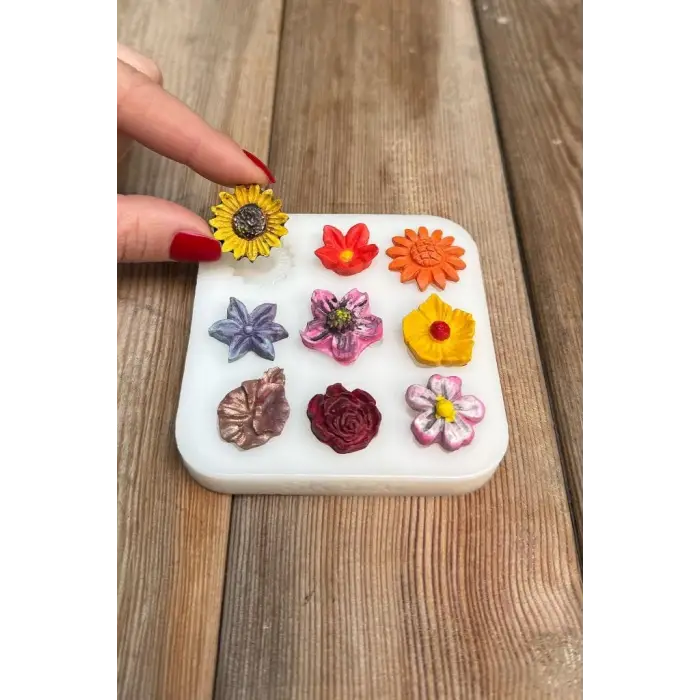 Çiçek Süsleme Set 2 Dokuzlu Silikon Mum Kalıbı