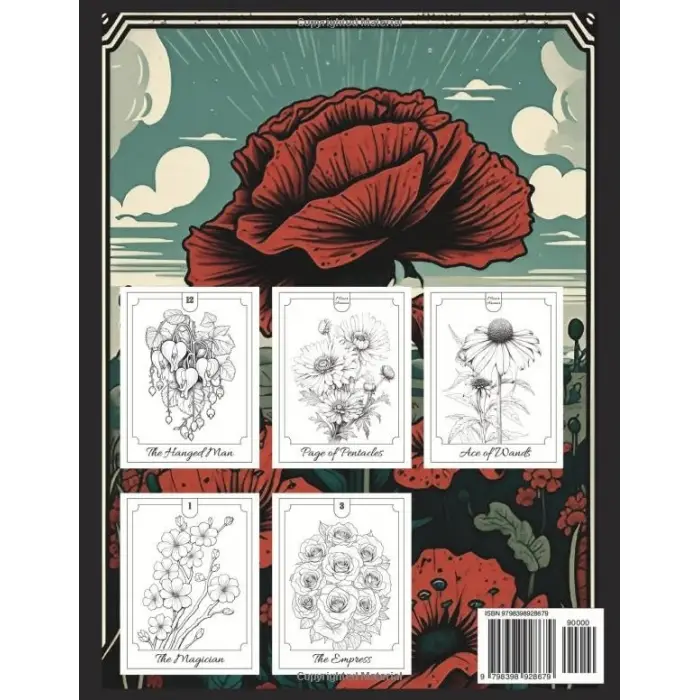Çiçek Versiyonlu Tarot Kartı Boyama Kitabı