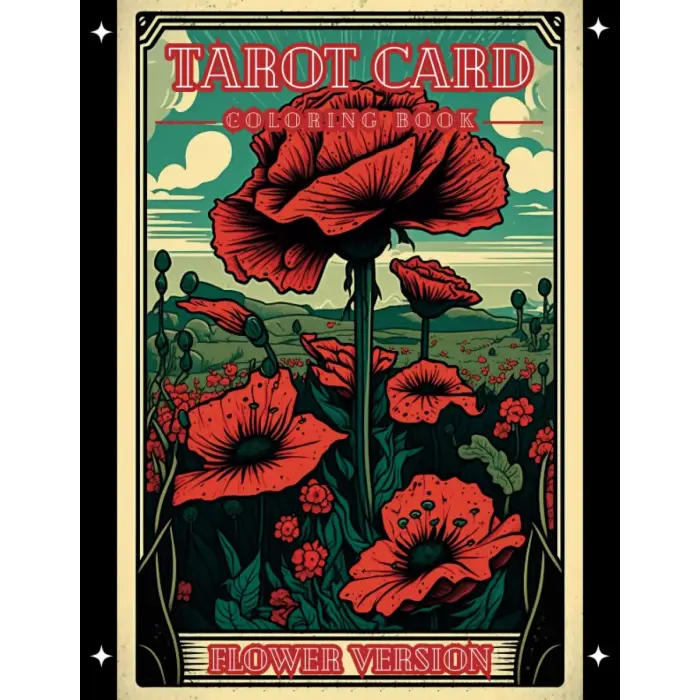 Çiçek Versiyonlu Tarot Kartı Boyama Kitabı