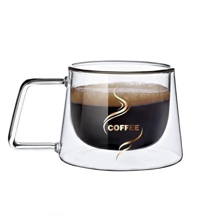 Çift Camlı Katmanlı Çift Cidarlı Coffee Kupa Fincan 200 ml