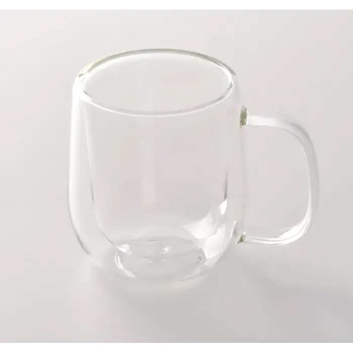 Çift Cidarlı Borosilikat Cam Kupa, Kulplu, Şeffaf, 250 ml