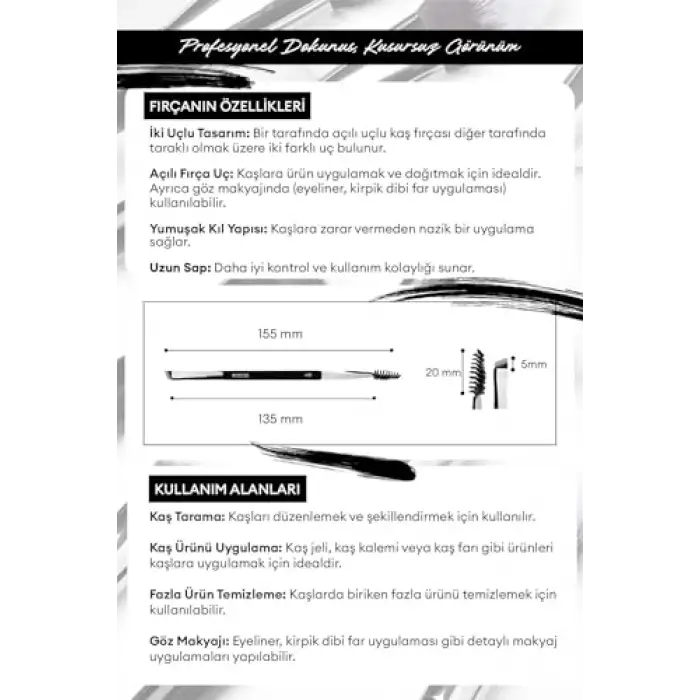 Çift Taraflı Kaş Fırçası Dual Ended Brow Brush #101