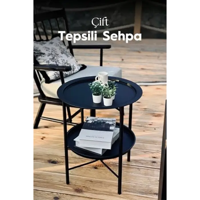 Çift tepsili katlanır sehpa