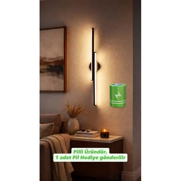Çift Yönlü Pilli Aplik 60CM Modern TV Panel Işığı Resim Aplik Otel Cafe Restaurant Apliği