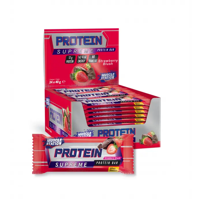 Çikolata Çilek Aromalı Protein Bar 40 g, 24 Adet