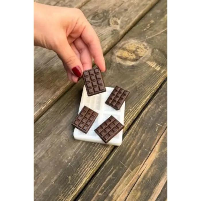 Çikolata Dörtlü Silikon Mum Kalıbı