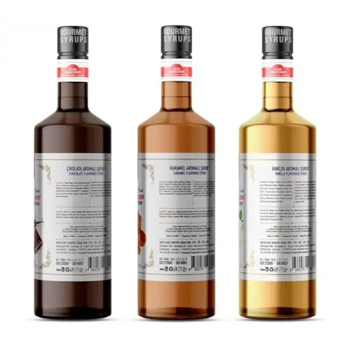 Çikolata; Karamel, Vanilya Aromalı Şurup 3lü Set (3x700 ml)
