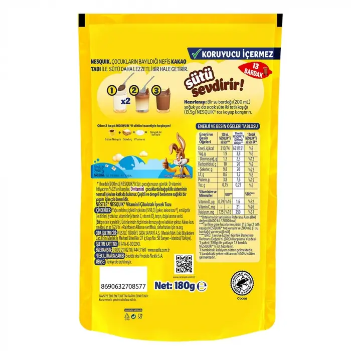 Çikolatalı İçecek Tozu 180 Gr