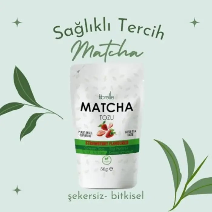 Çilek Aromalı Matcha Çayı 50g