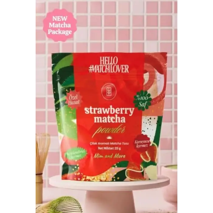 Çilek Aromalı Matcha Tozu Doypack 25 g