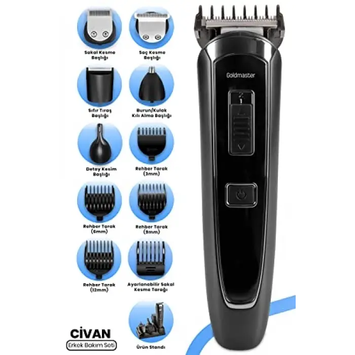 Civan 10 İn 1 Standlı Kablosuz Kablolu Erkek Bakım Seti