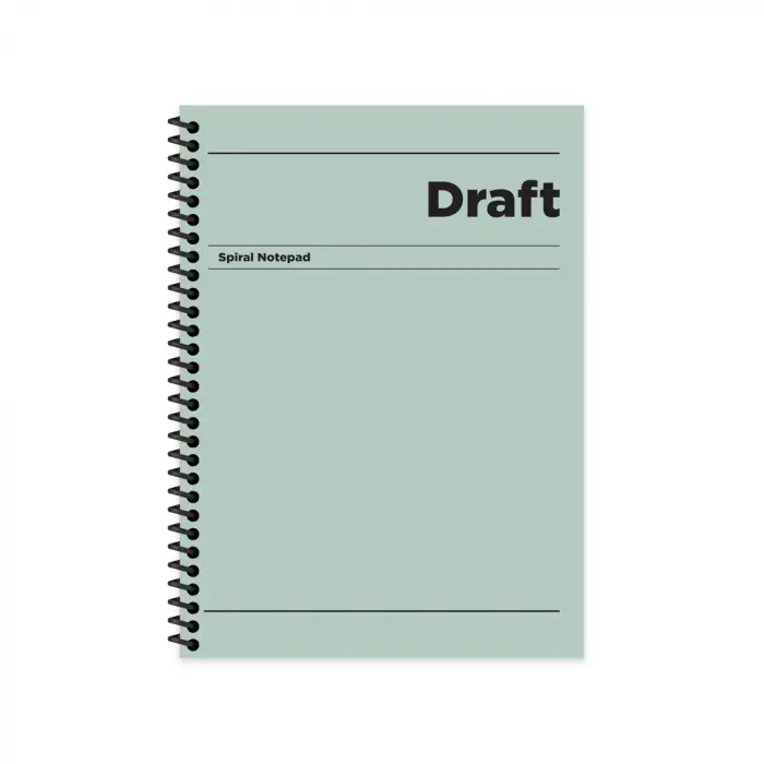 Çizgili Sert Kapak Spiralli Draft Defter Yeşil 17x24