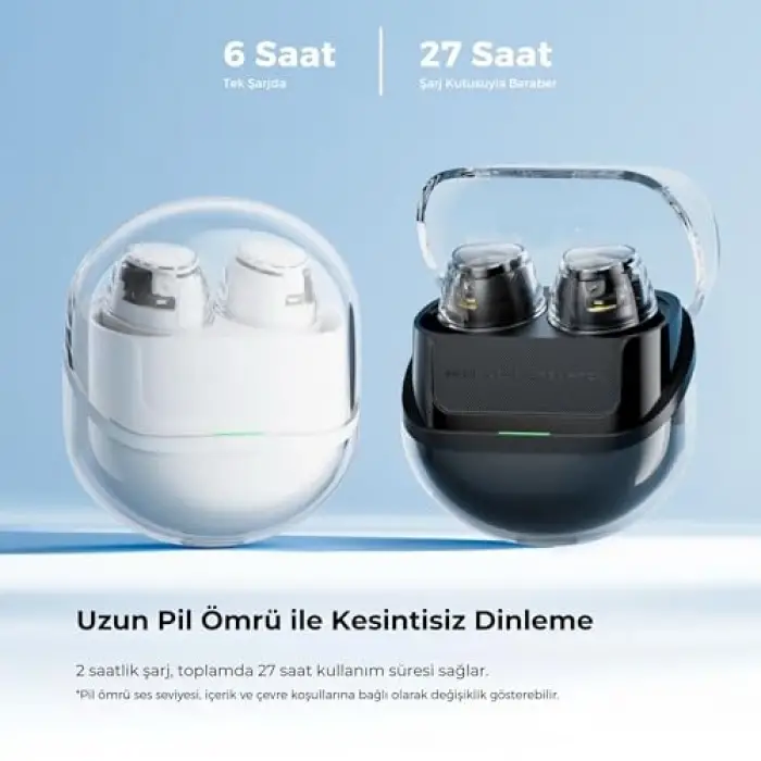 Clear Dot Enc Tws Kablosuz Bluetooth Kulaklık, Beyaz