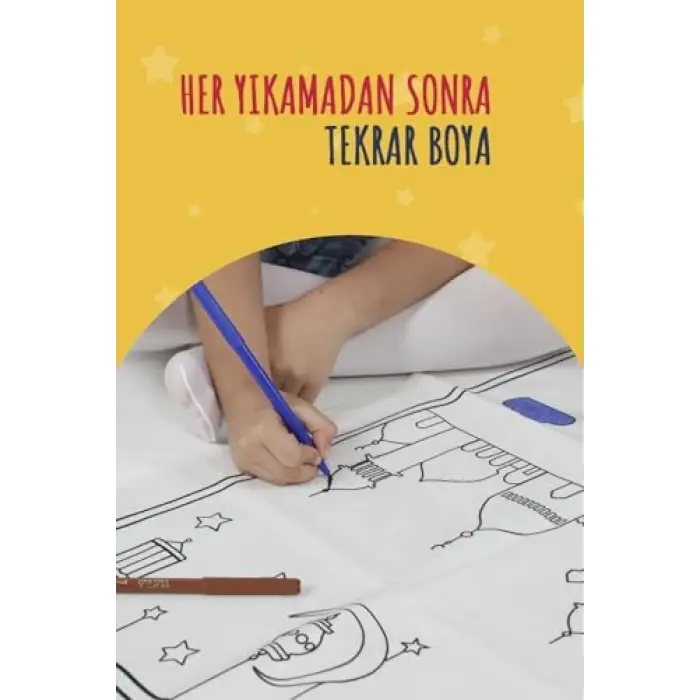 Çocuklara Özel Yıkanabilir Boyamalı Seccade Seti (Mavi)