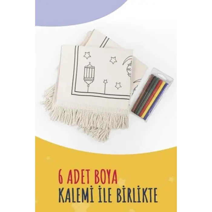 Çocuklara Özel Yıkanabilir Boyamalı Seccade Seti (Mavi)